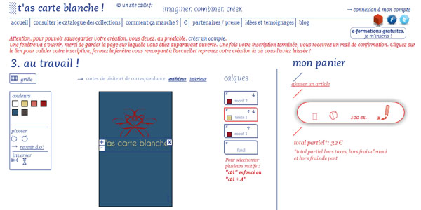 T'as carte blanche - table de création